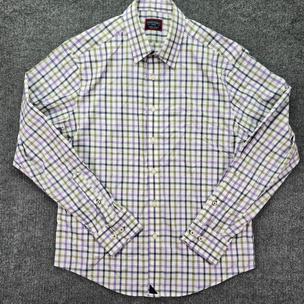 Untuckit Shirt Mens Small Plaid Multi Long Sleeve Performance Stretch Office